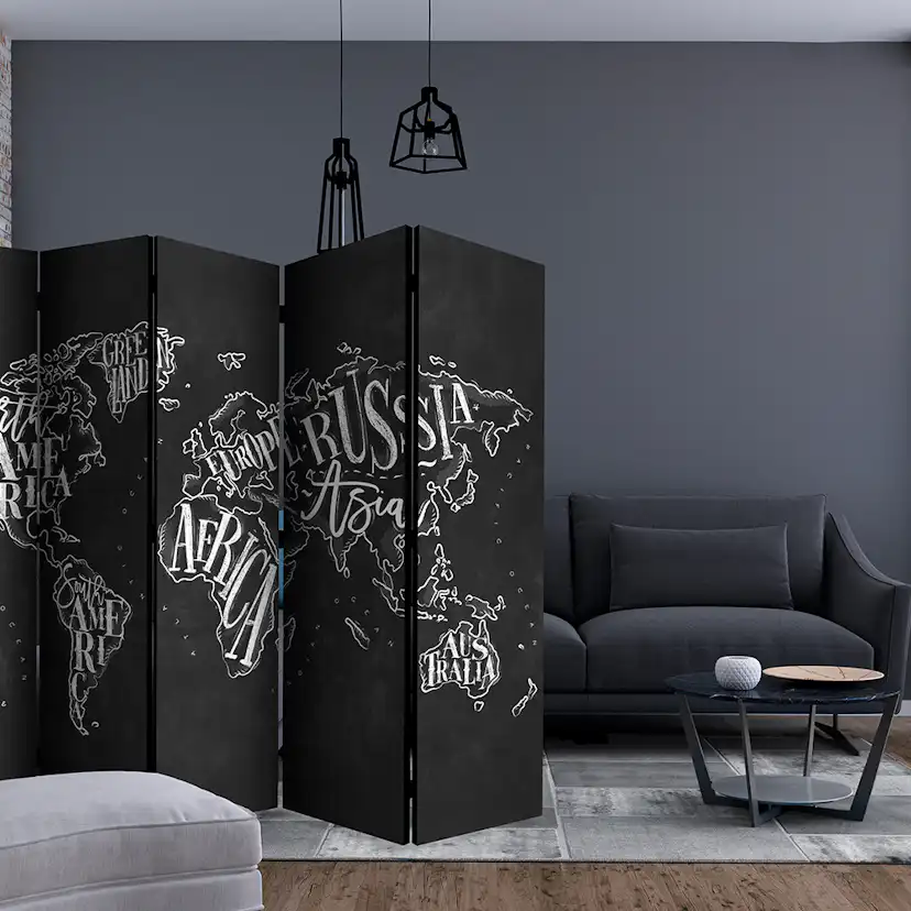 Rumsavdelare Skärmvägg Arkiio Retro Continents Black II 225x172 cm