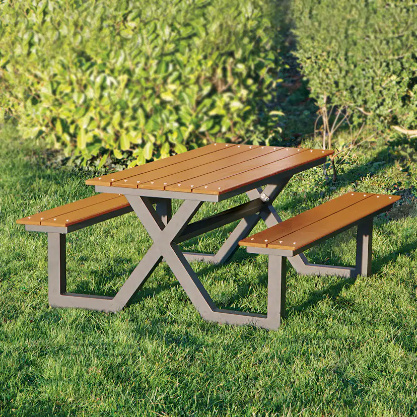 Bänk Hortus Nonwood Model X Teak Antracitstativ