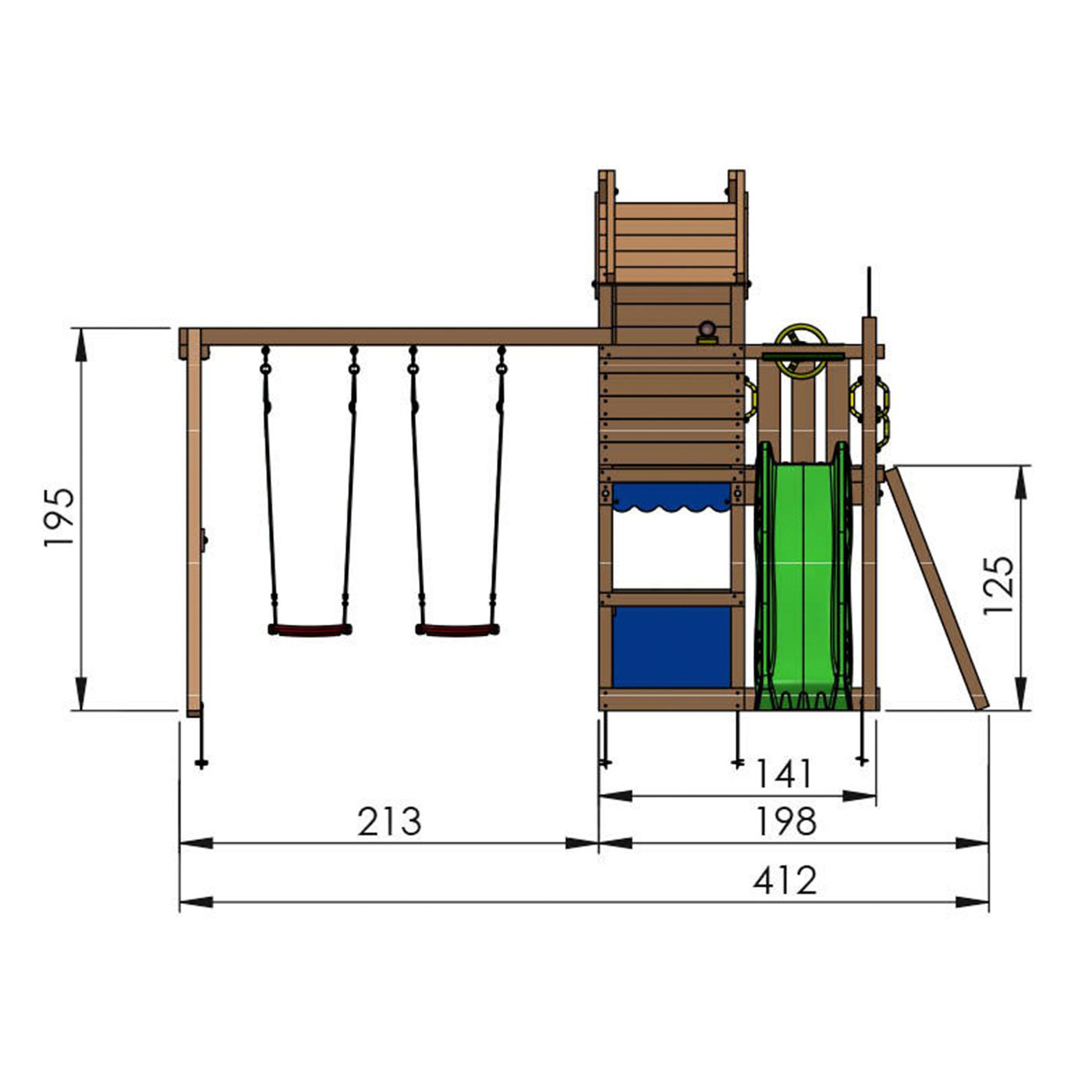 Jungle Gym Resort lektorn komplett inkl. gungmodul och röd r Röd