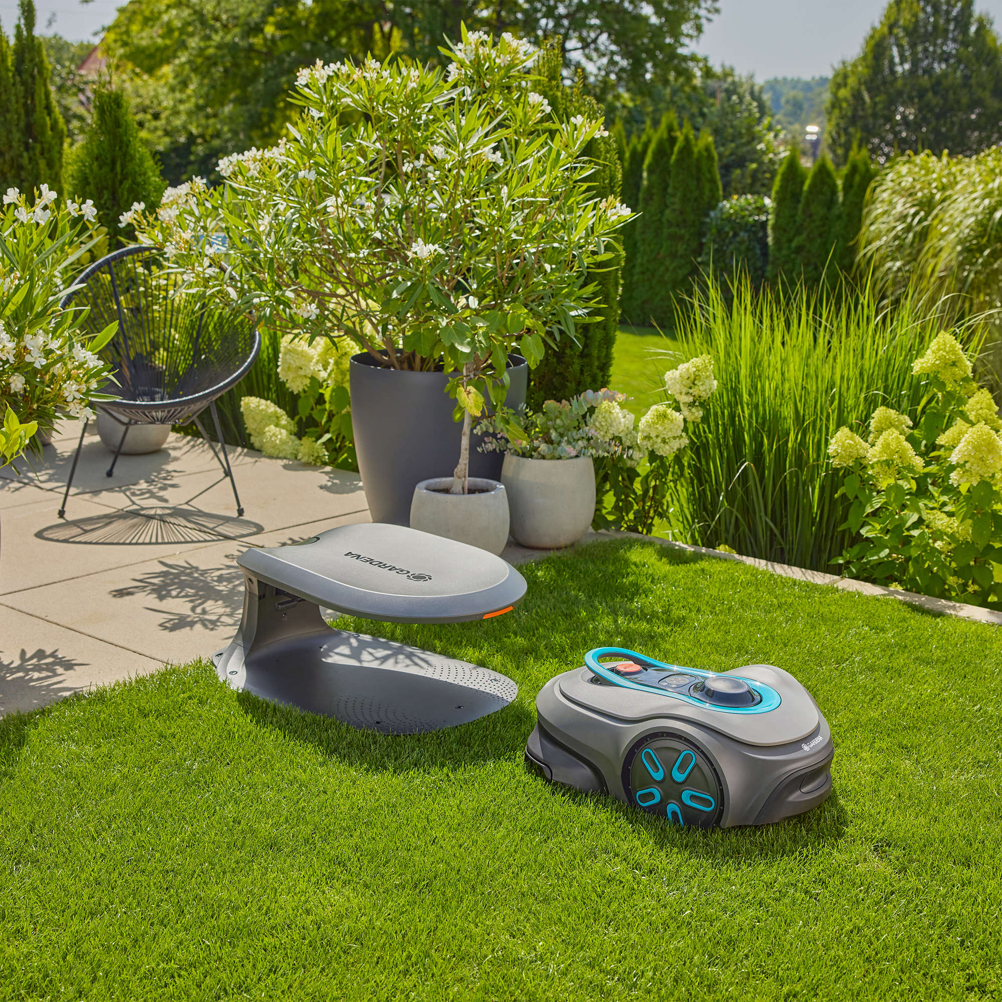 Robotgräsklippare Gardena Smart Sileno Free 800 Utan Slinga Paket Med Robothus & Reservblad