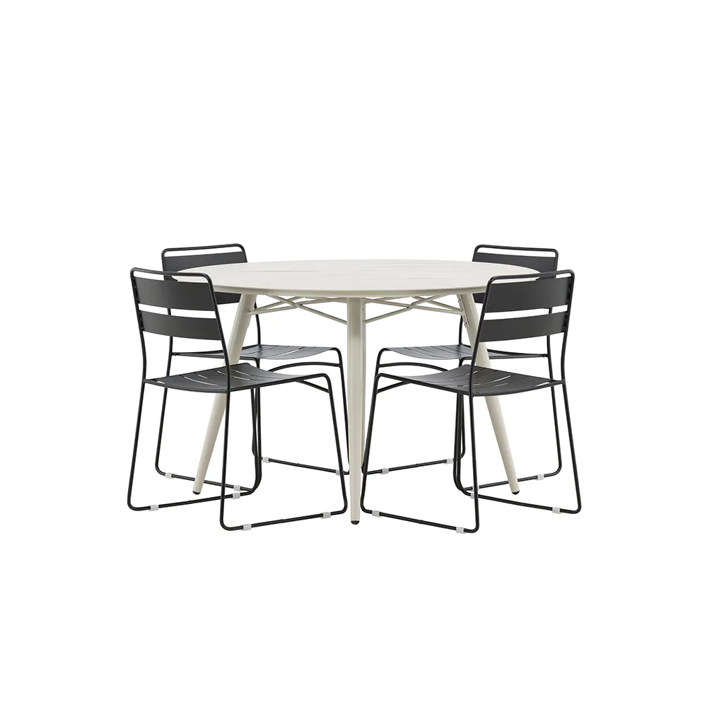 Lina Dining Table - Beige - Round 120 cm _1+ Lina Dining Cha Beige/Svart