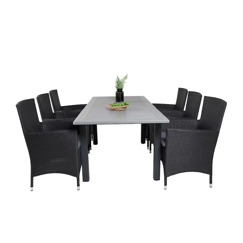 Albany Dining Table 160/240*100 - Svart Alu / Grey Aintwood+ Svart/Grå