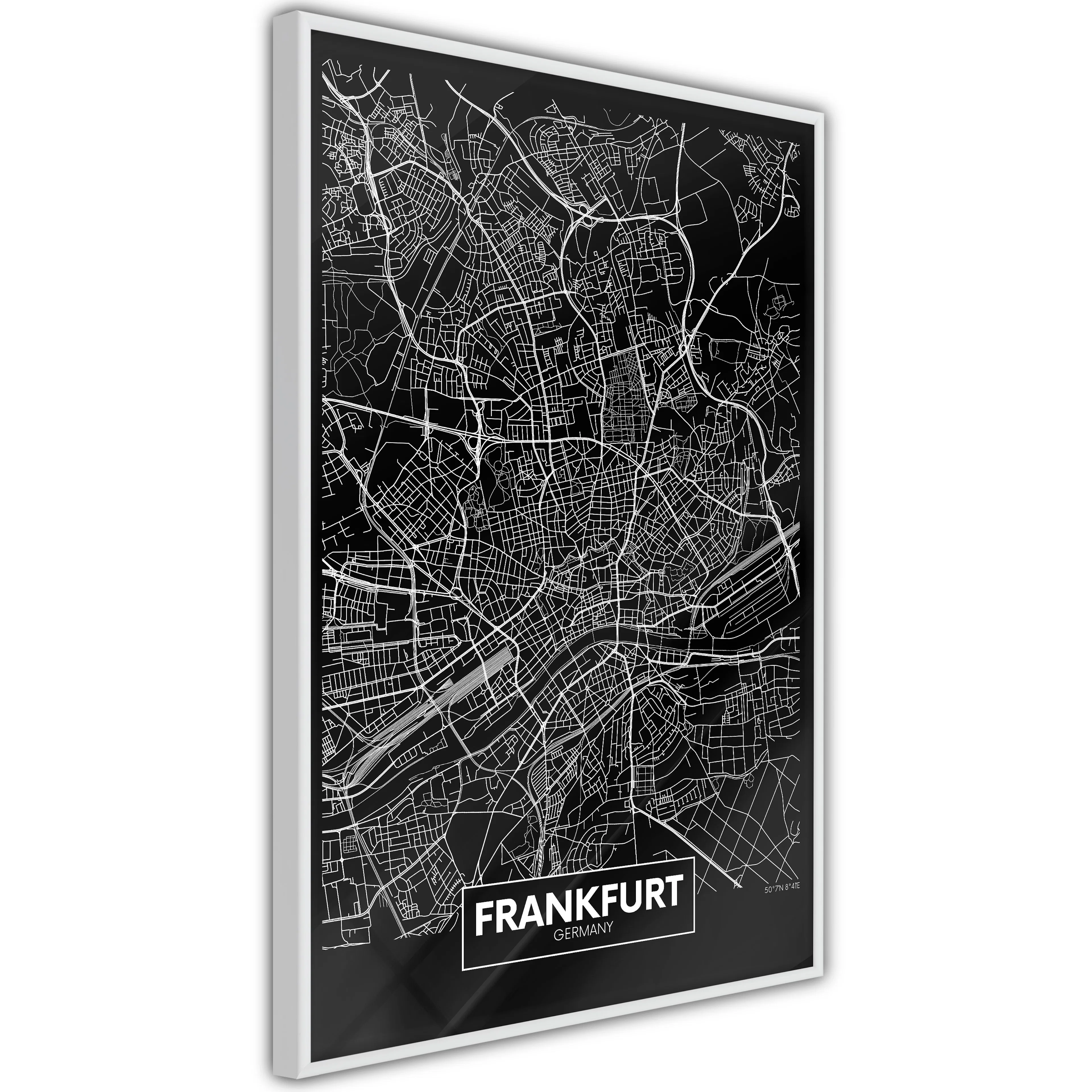 Poster Artgeist Affisch Dark Map of Frankfurt