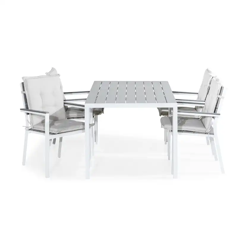 Trädgårdsgrupp Comfort Garden Tunis Matgrupp Utomhus 150x90 + 4 Tunis Stapelstol m Dyna