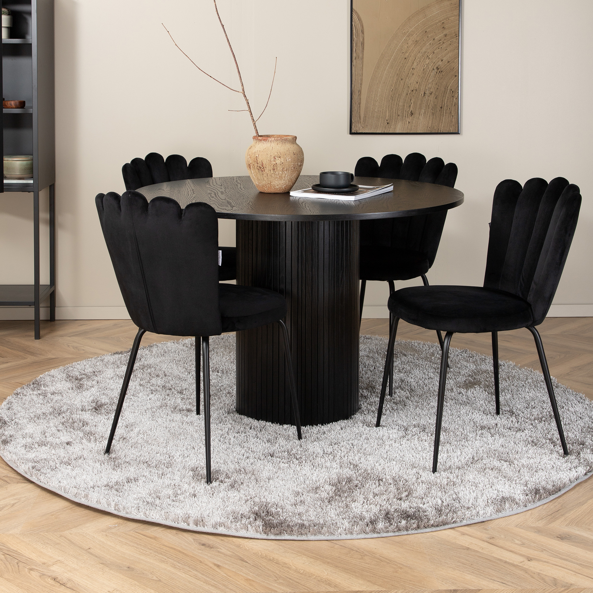 Matgrupp Venture Home Bianca Rund med 4 Limhamn Light Stolar