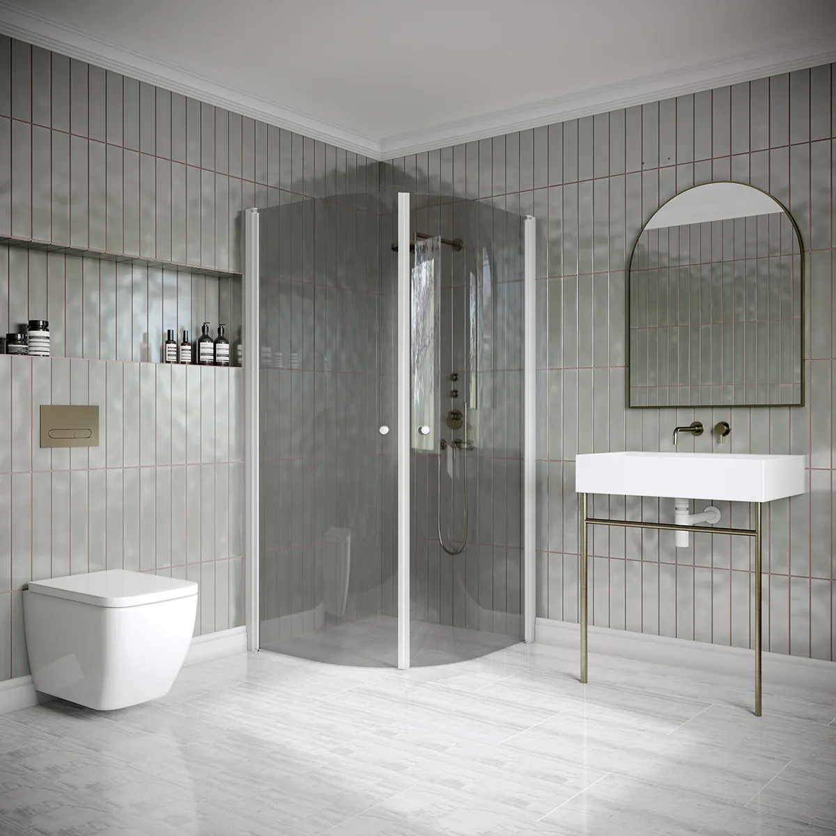 Hietakari Classic 155 800x900x1900 mm, Rökglas, Vita profiler
