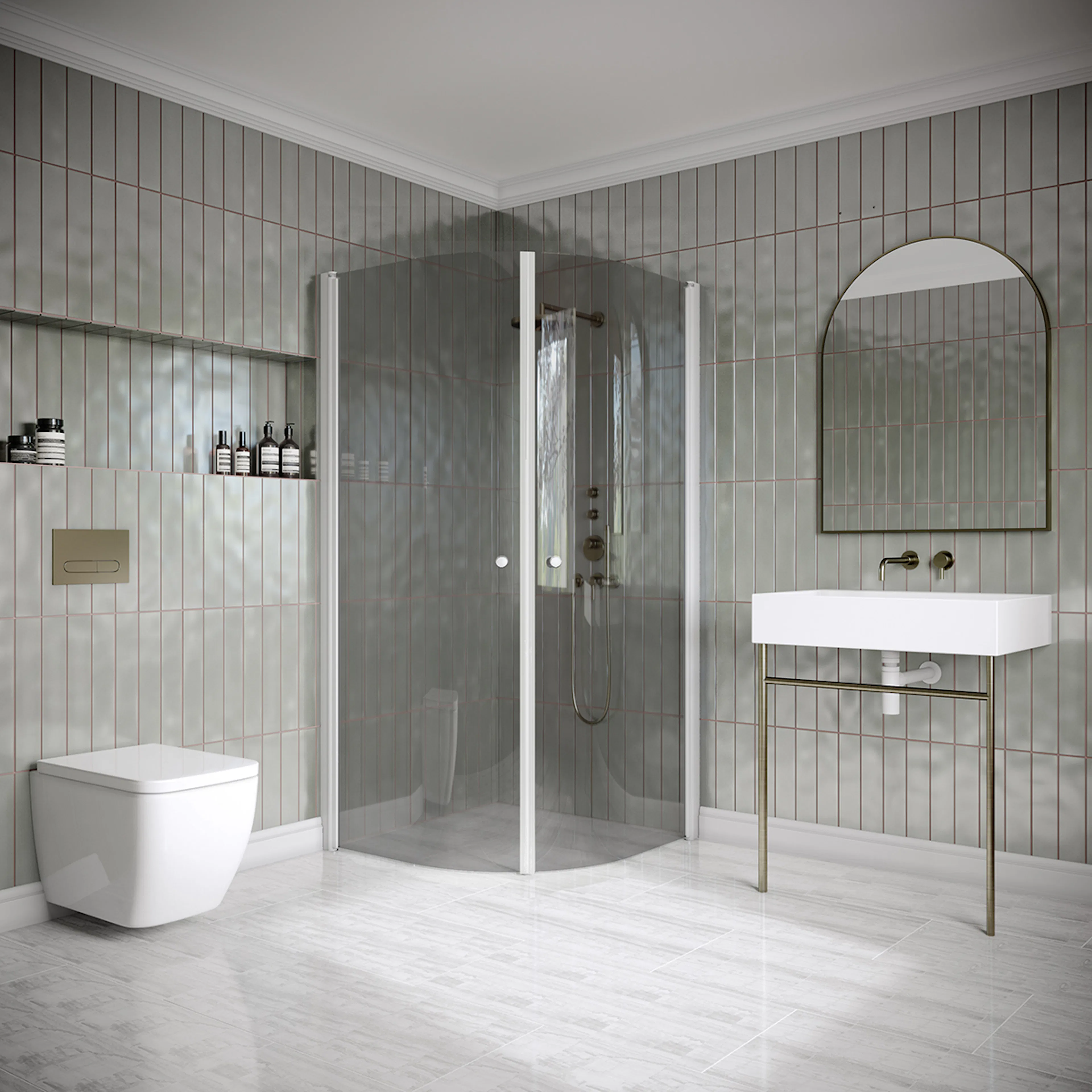 Hietakari Classic 155 800x900x1900 mm, Rökglas, Vita profiler