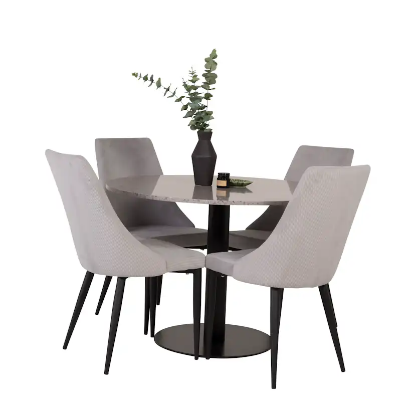 Matgrupp Venture Home Roxanna Grå Bord med 4 Laura Stolar Manchester