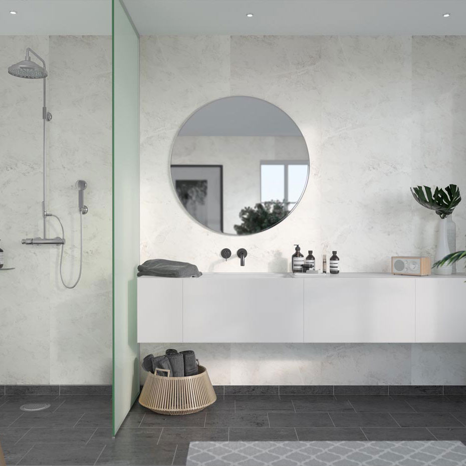 Våtrumsskiva Fibo White Marble 2273-M00 S