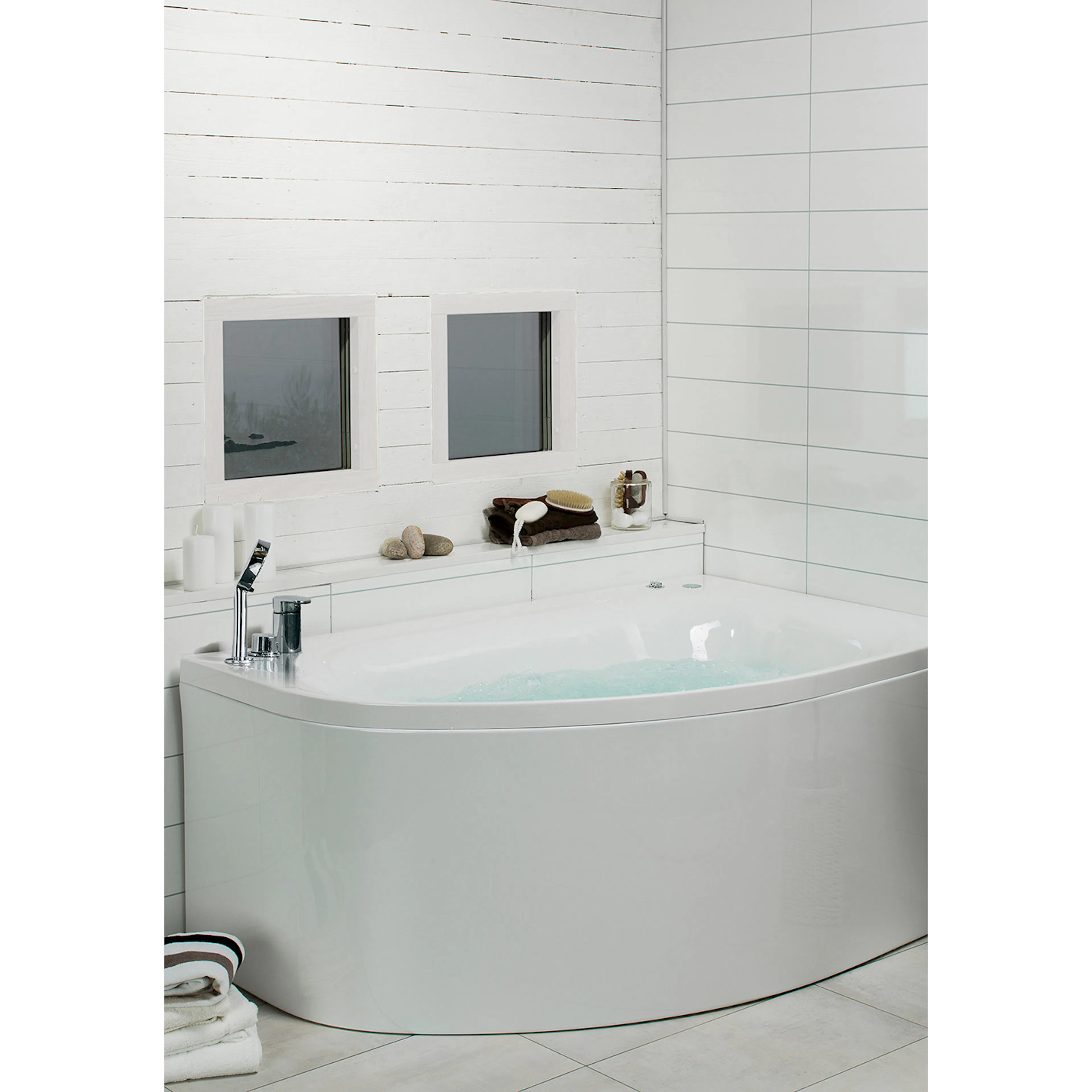MASSAGEBADKAR TRIVSAM 160 H Premium L:1600mm,Höger,Premium,3160W,Bottenm:Ja,Belys:Ja,Fotm:Ja