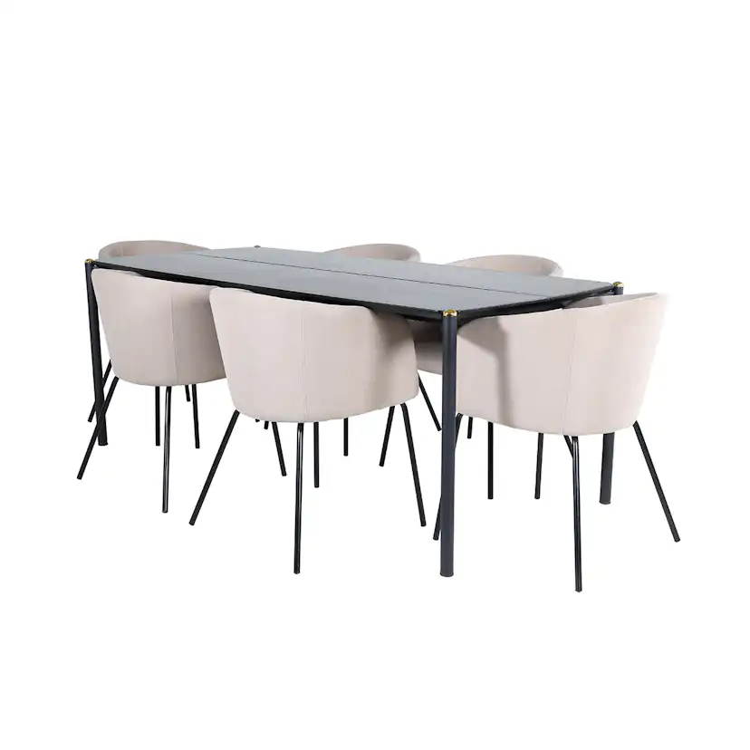 Matgrupp Venture Home Paris med 6 Bergen Stolar Polyesterlinen