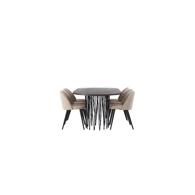 Matbord furniture/fashion Stone med 6 Velvet Stitches Stolar