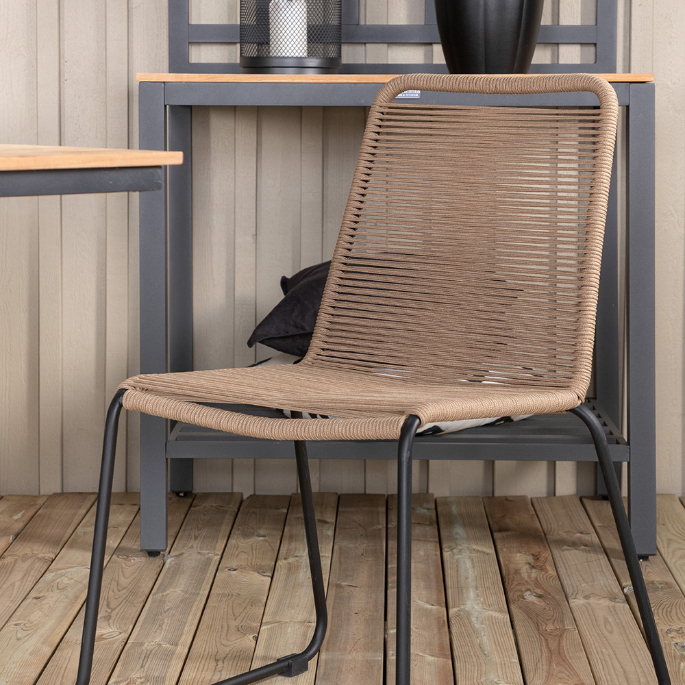 MexicoTable160/240*90-LindosStackingChair-Alu/LatteRope_6 Beige