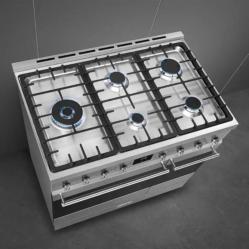 Gasspis Smeg C92GMX2 Sinfonia Rostfri med Dubbelugn och Grillfunktion