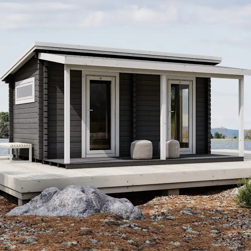Bastu Luoman Lillevilla Kihu 13,23 m² Fristående Utebastu med Altan