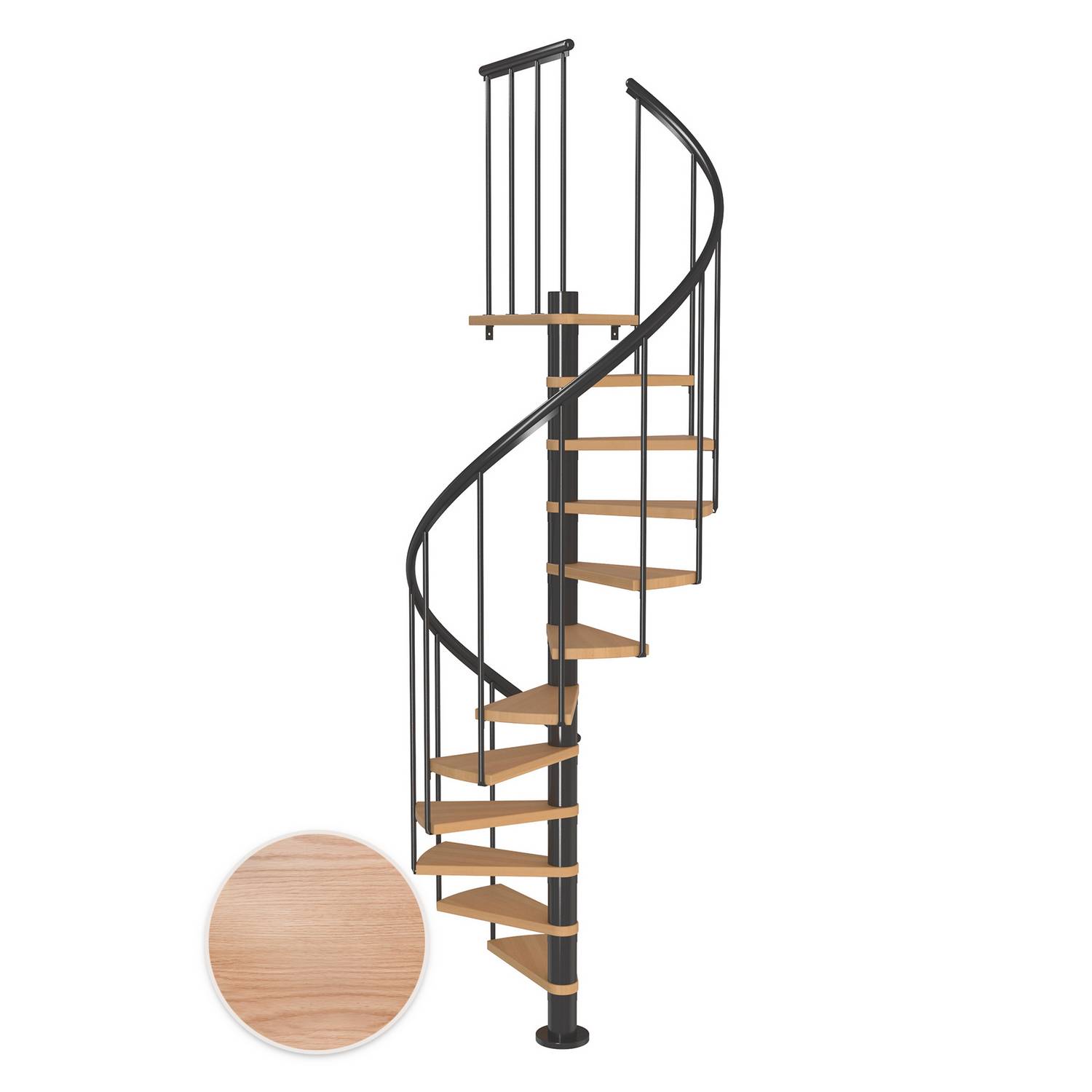 MONTREAL ek multiplex antracit CLASSIC2 14T Ø120 Antracit, Golv till golv höjd: 3075-3525 mm, 14+1 steg