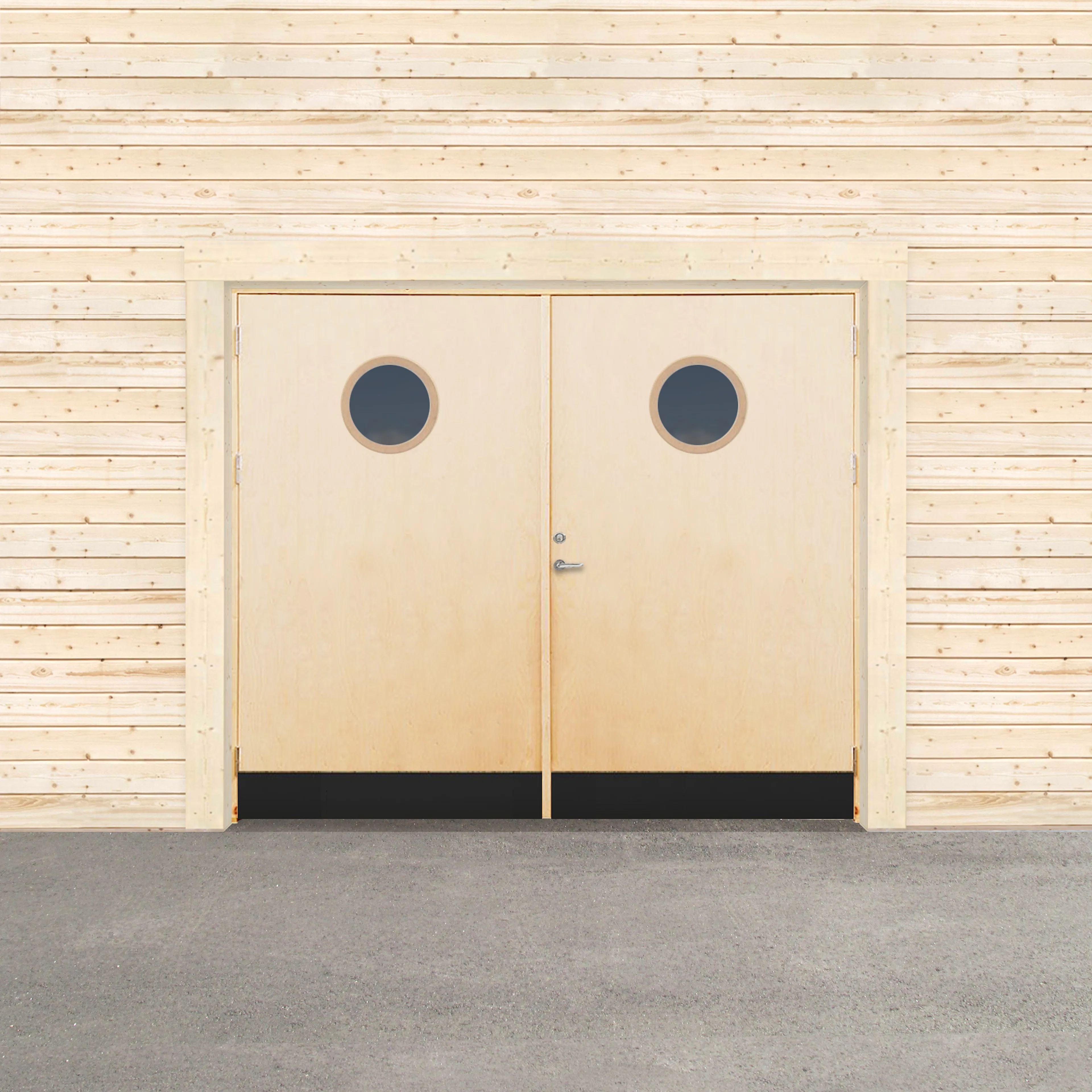 GARAGEPORT KALL RUNT FÖNSTER 250X210 H - OBEHANDLAD BxH: 250x210 cm