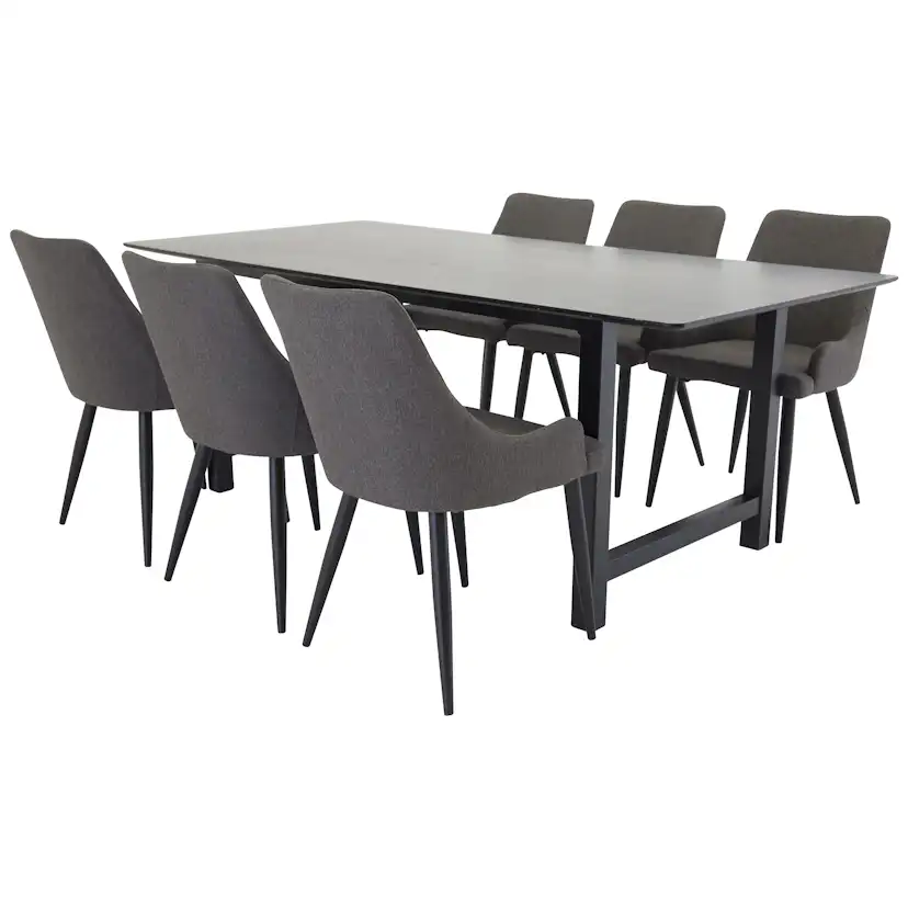 Matgrupp Venture Home Clara Svart med Plake 6 Stolar