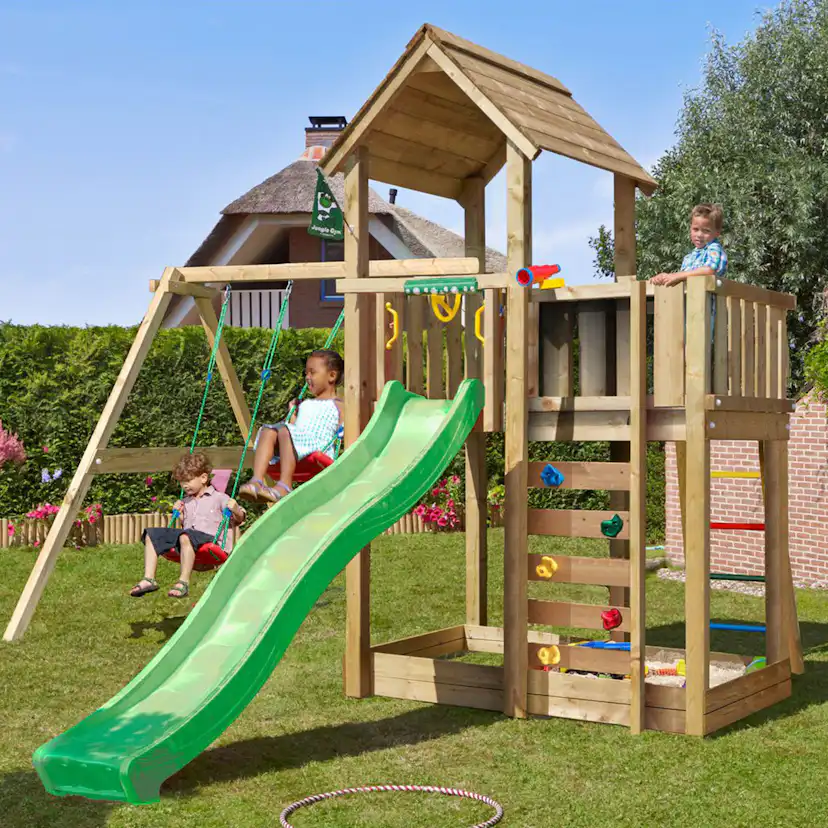 Lektorn Jungle Gym Mansion 2.1 Gungmodul Grön Rutschkana & Sand