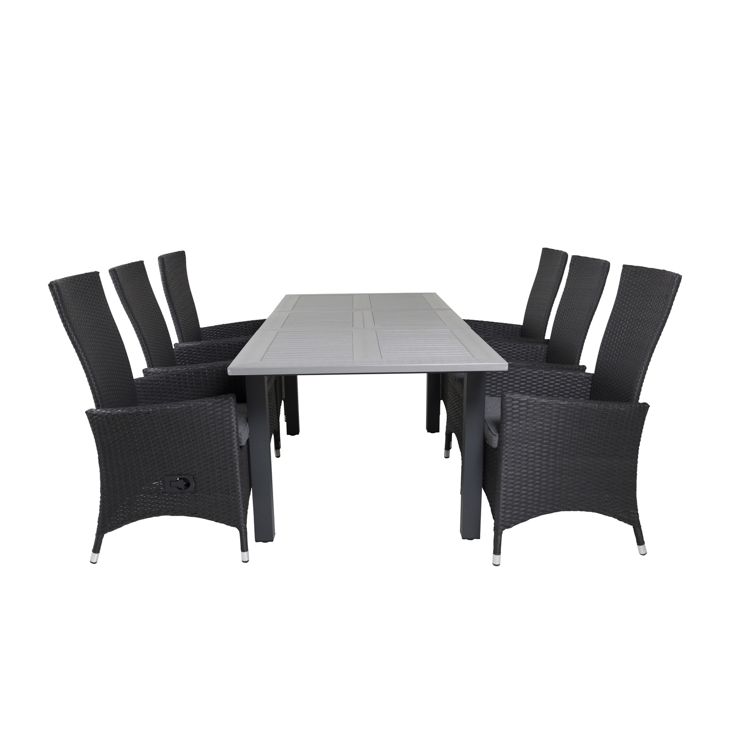 Albany Dining Table 160/240*100 - Svart Alu / Grey Aintwood+ Svart/Grå