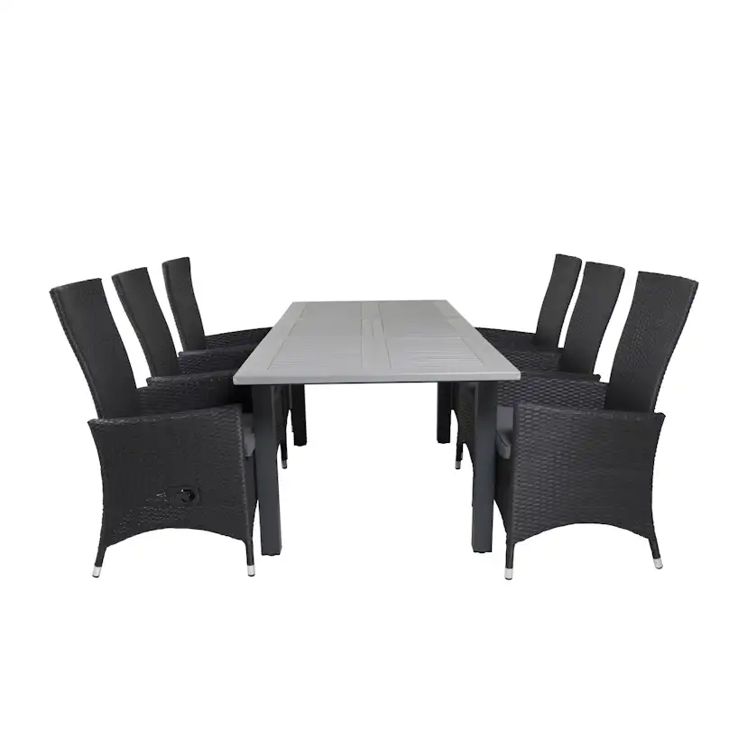 Albany Dining Table 160/240*100 - Svart Alu / Grey Aintwood+ Svart/Grå