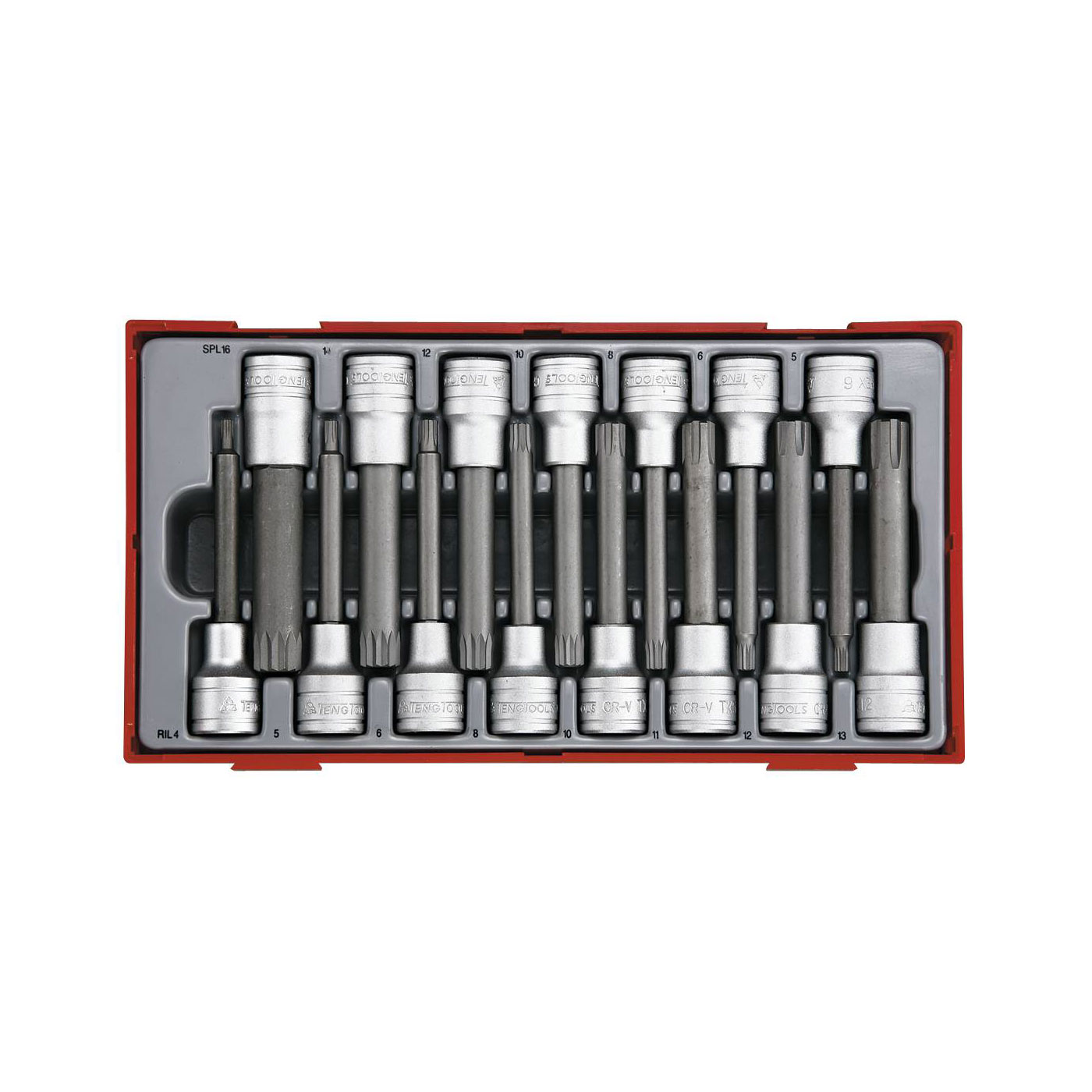 Bitshylssats 15 Teng Tools delar för Ribe och XZN-spår, 1/2 tum fyrkantsfäste TTRS15