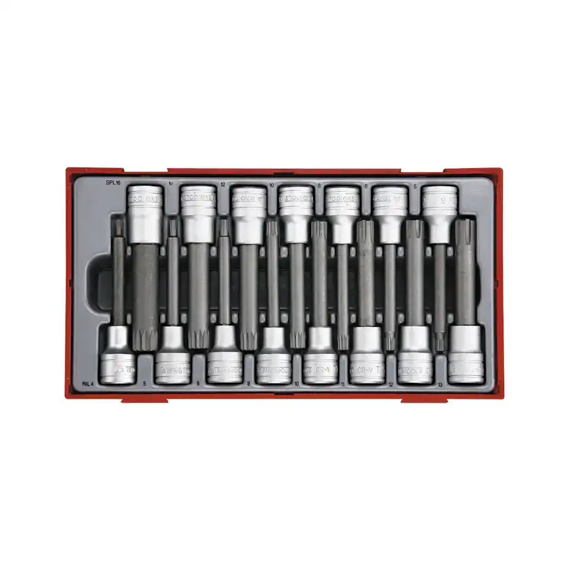 Bitshylssats 15 Teng Tools delar för Ribe och XZN-spår, 1/2 tum fyrkantsfäste TTRS15