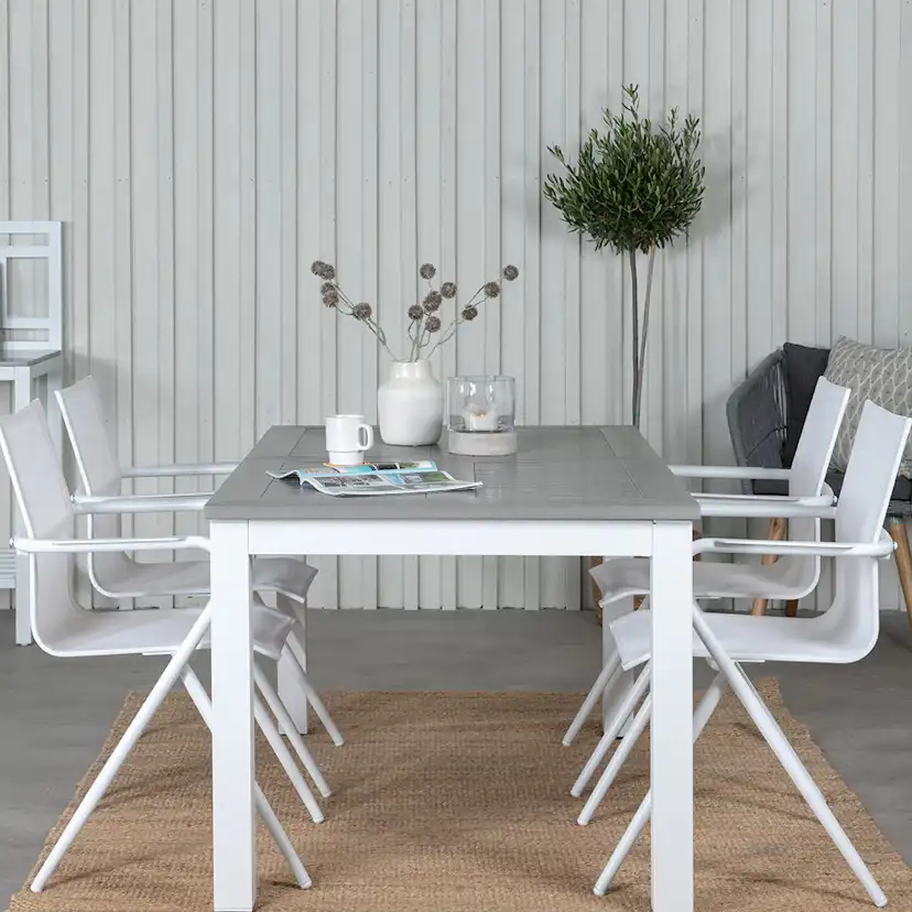 Matgrupp Venture Home Aleyna 160 Vit med 4 Aspen Matstolar