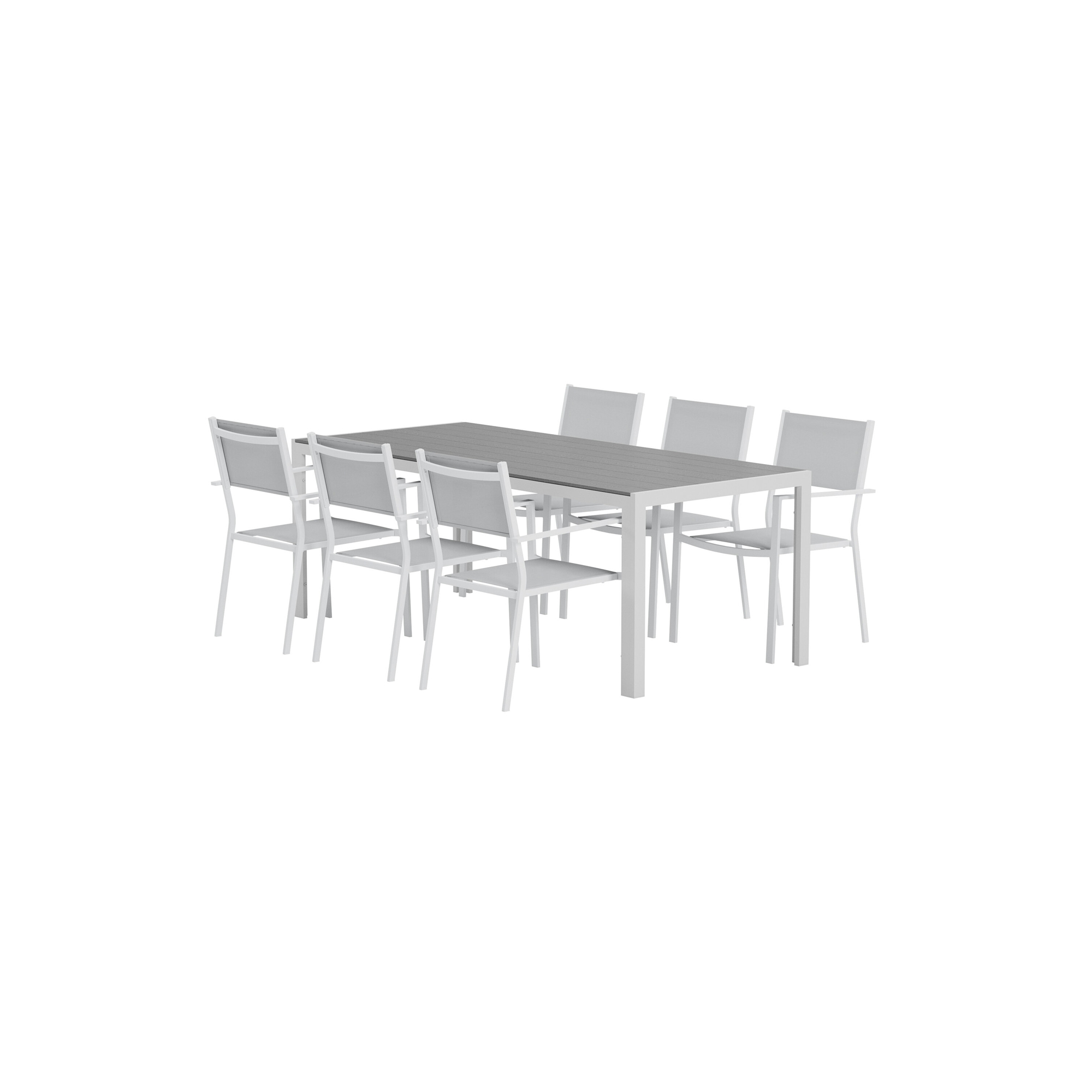 Break Table - Grey with 6 Copacabana Chair - Grey Färg: Grå
