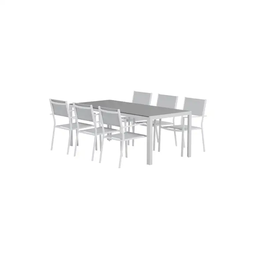 Break Table - Grey with 6 Copacabana Chair - Grey Färg: Grå