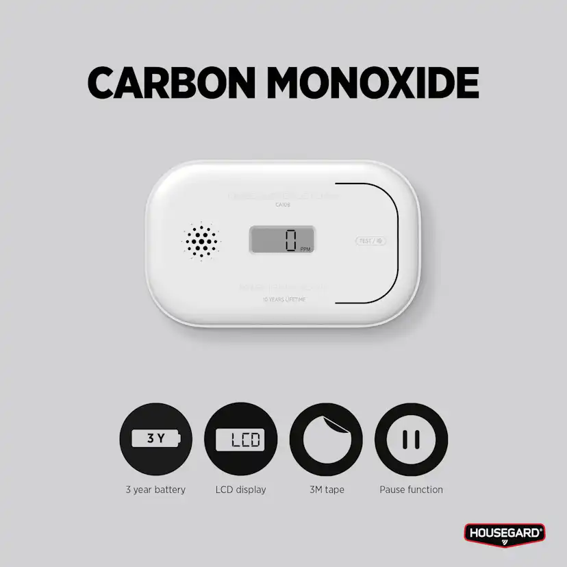 Kolmonoxidlarm Housegard LCD-Display inkl. 3-årsbatteri