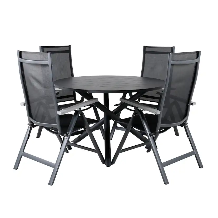 Alma Dining Table - Black Alu - ø120cm+Albany Light 5-pos - Svart