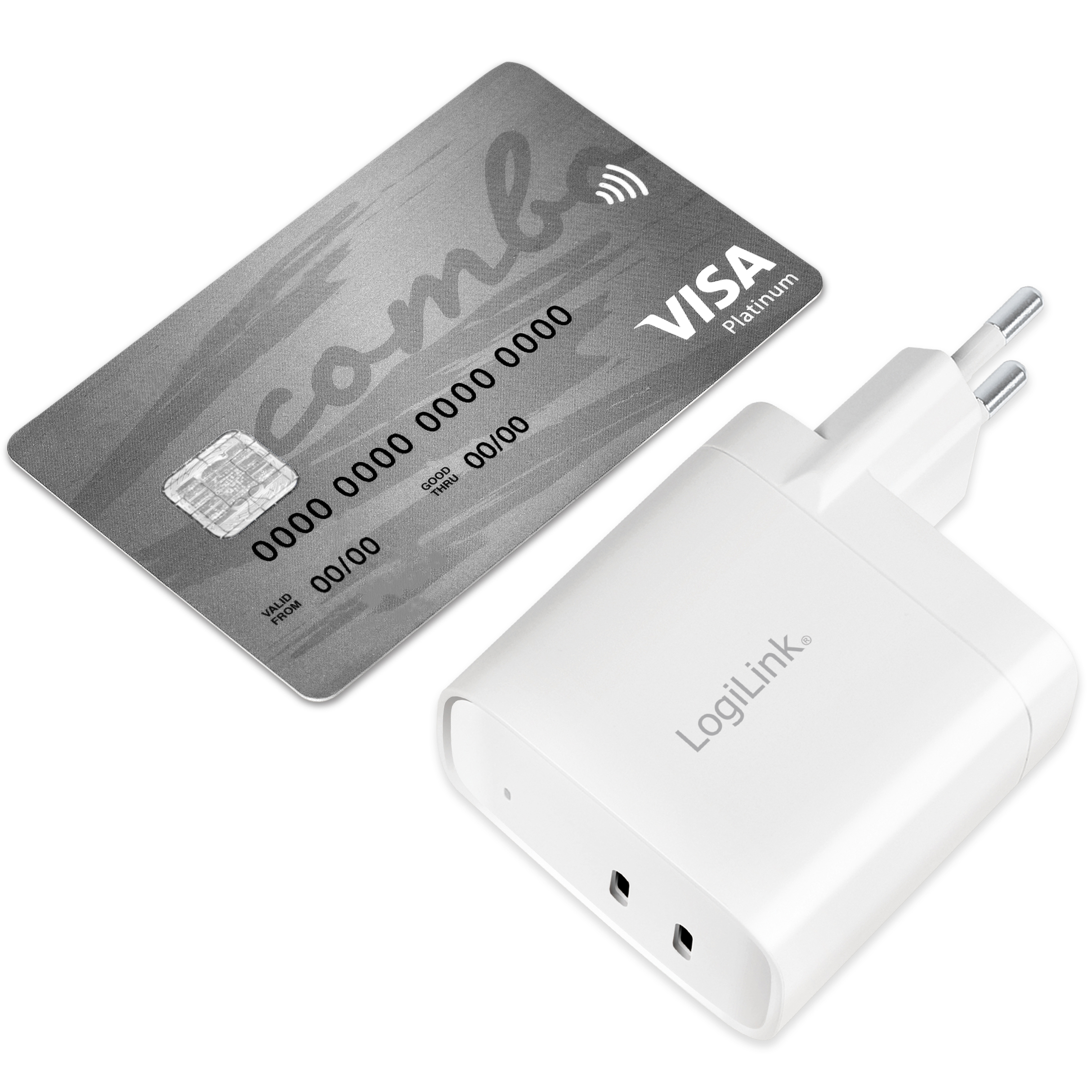 USB-laddare LogiLink 2 x USB-C PD 40W GaN
