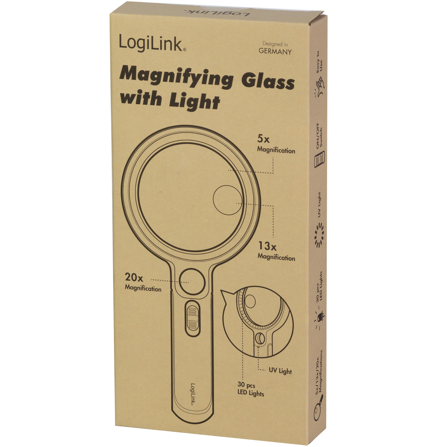 Förstoringsglas LogiLink Ø9cm med LED-belysning