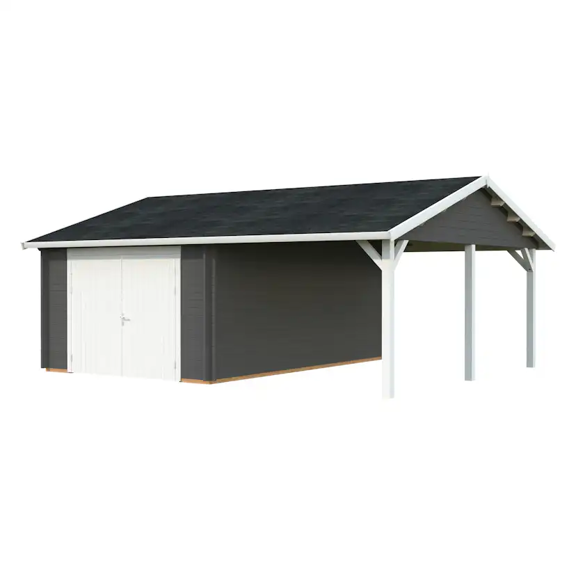 Garage Palmako Roger med Carport 36,5 m2 och Slagport