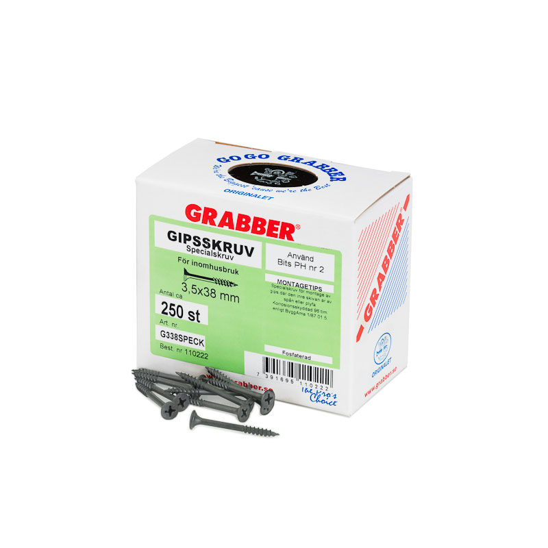 GIPSSKRUV G338SPECL 3,5X38 1000 ST Gipsskruv Grabber mot Gips/Plywood 3,5X38 1000 ST