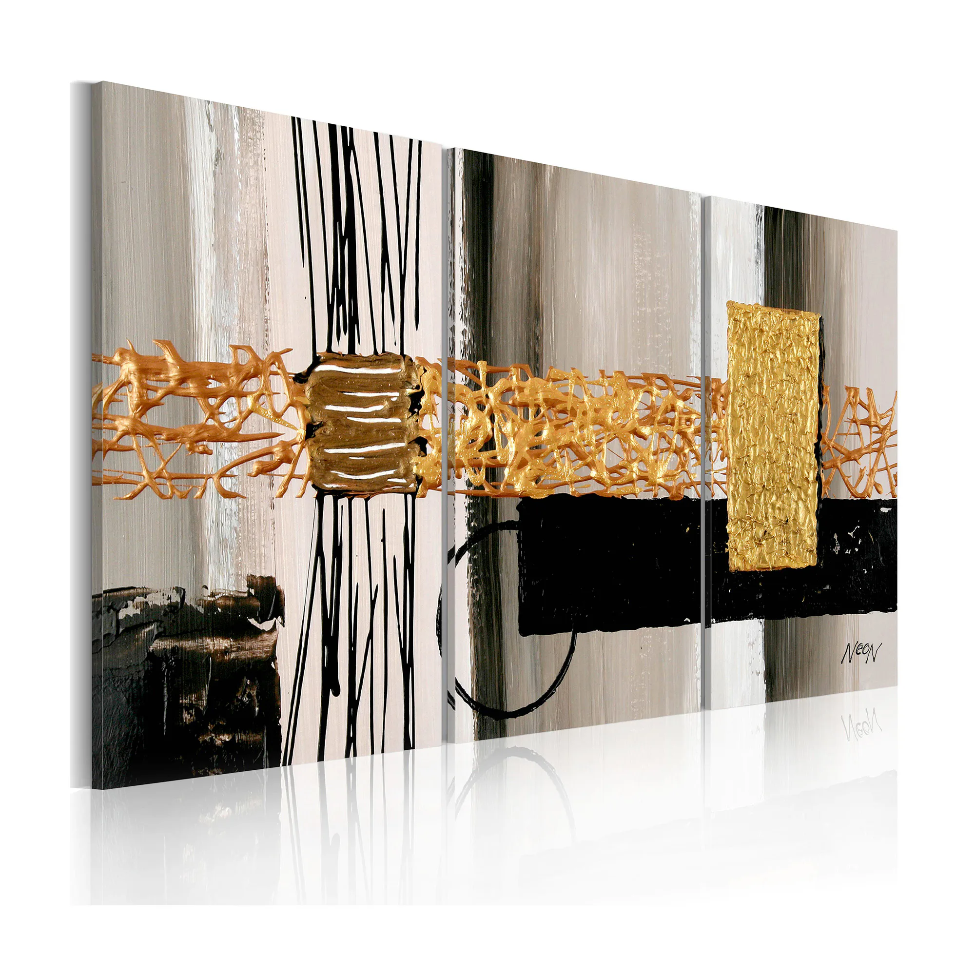 Handmålad Tavla Arkiio Förskjutning 120x60