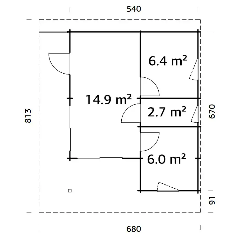 Trädgårdshus Palmako Cecilia 32,4 m2