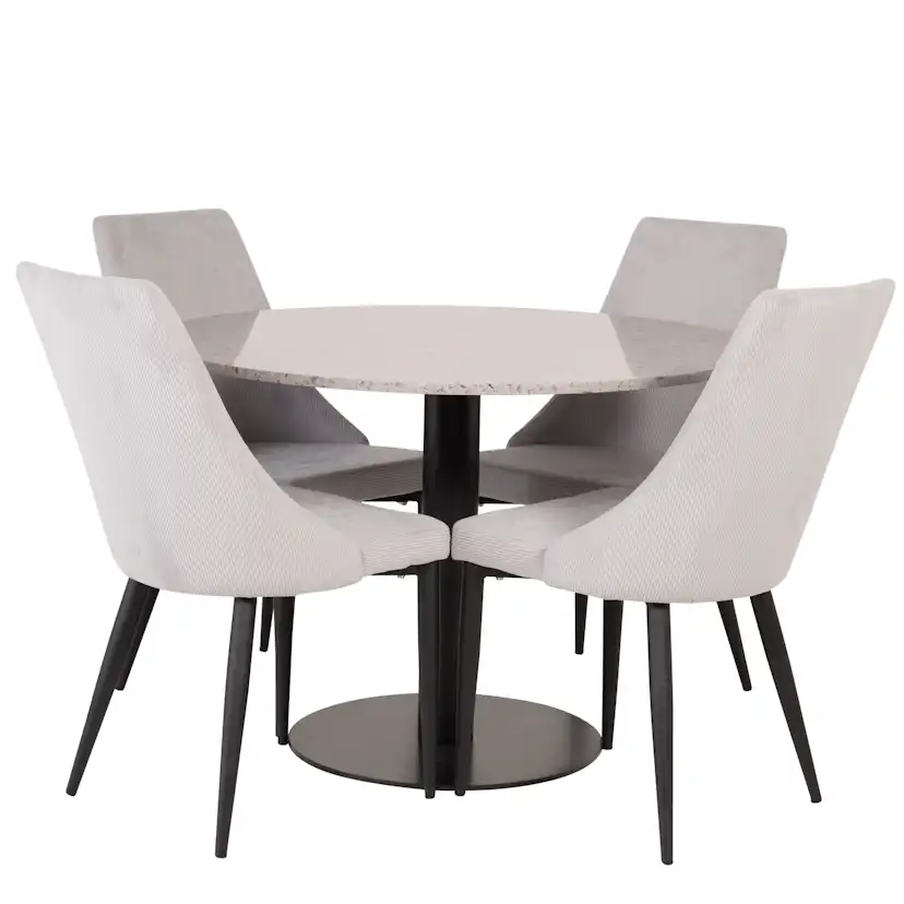 Matgrupp Venture Home Roxanna Grå Bord med 4 Laura Stolar Manchester
