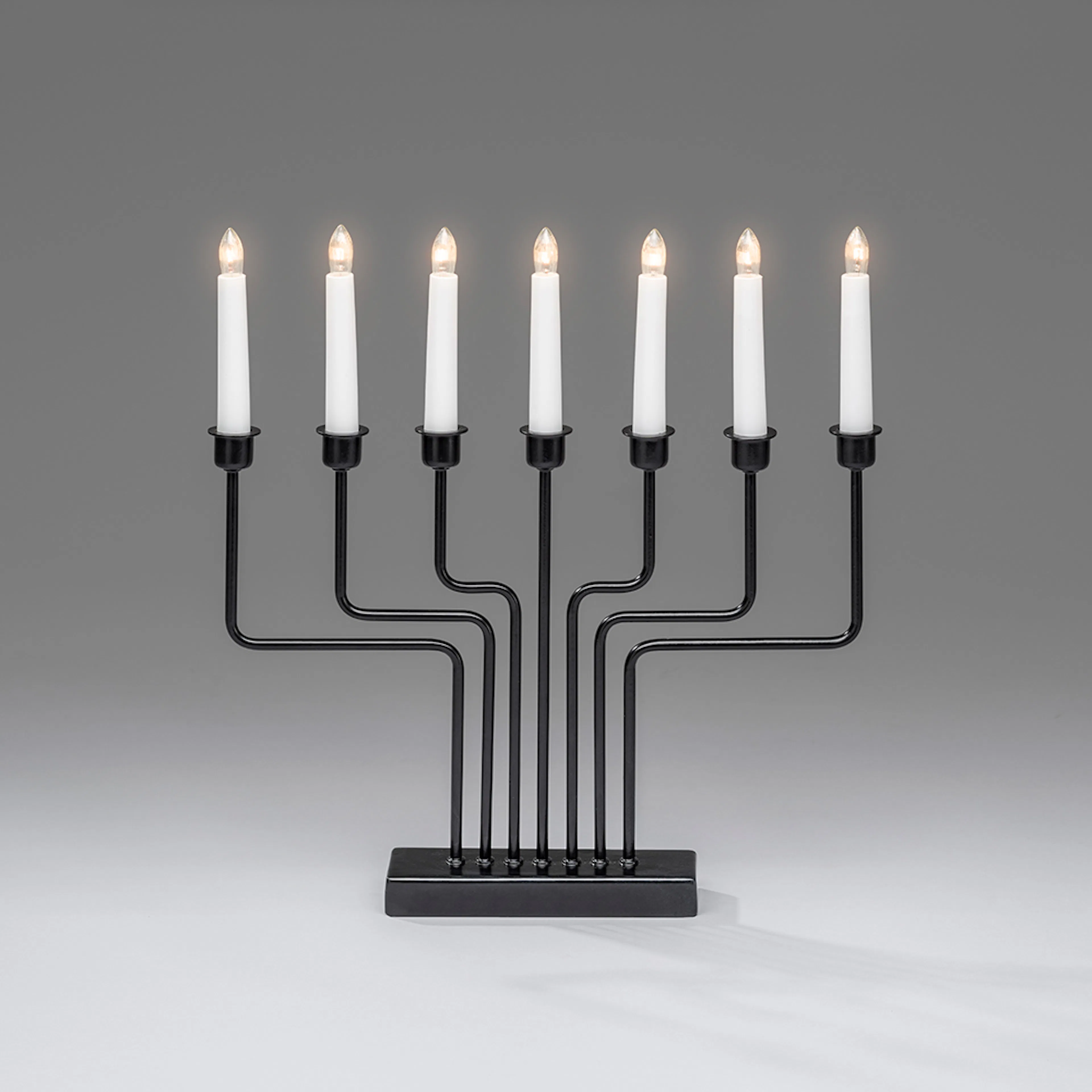 Elljusstake 7 ljus metall svart, svart kabel 24V/IP20 Svart