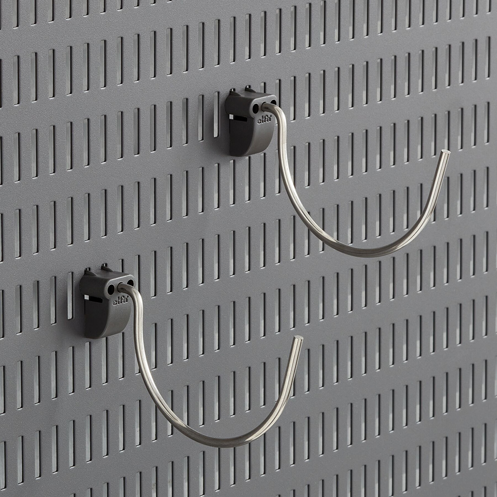 Stor Rund Krok Elfa Garage+ för Förvaringstavla 2-pack