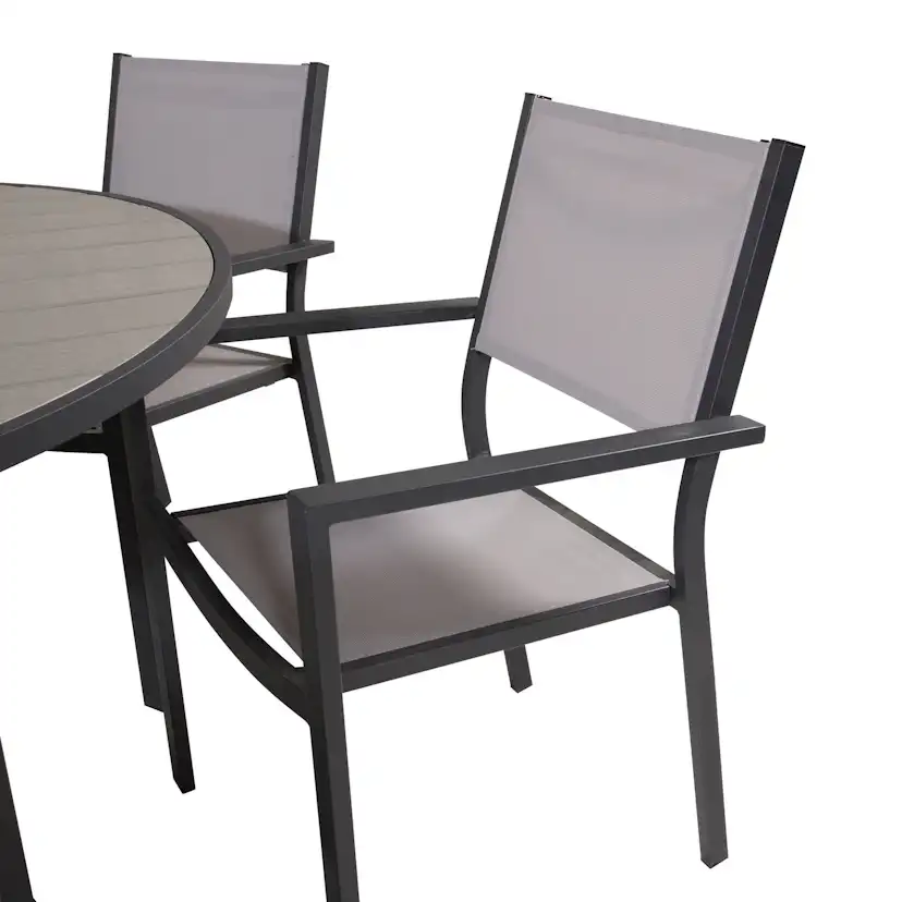 Parma - Table ø 140 - Svart Alu /Grey Aintwood+Copacabana Ar Grå