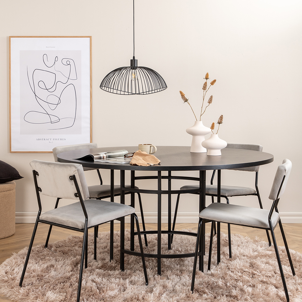 Copenhagen - Dining Table round - Black / Black+Kenth Chair Grå/Svart