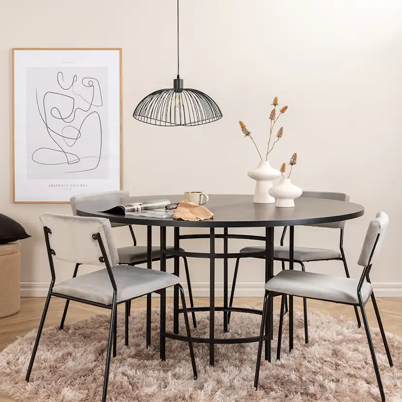 Copenhagen - Dining Table round - Black / Black+Kenth Chair Grå/Svart