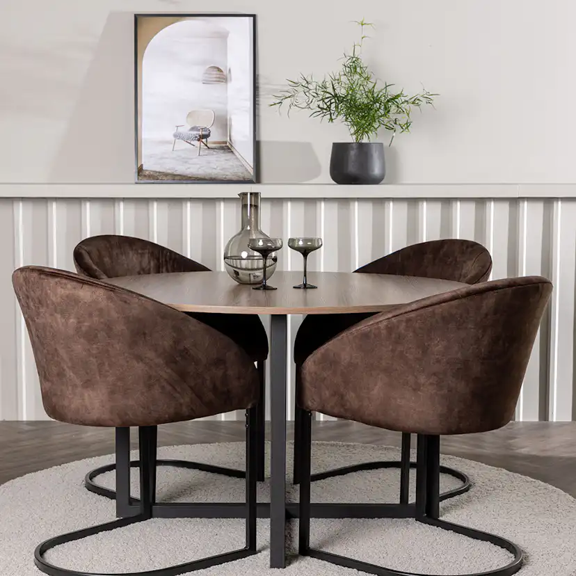 Matgrupp Venture Home Durango Ø120 cm med 4 st Evening stolar