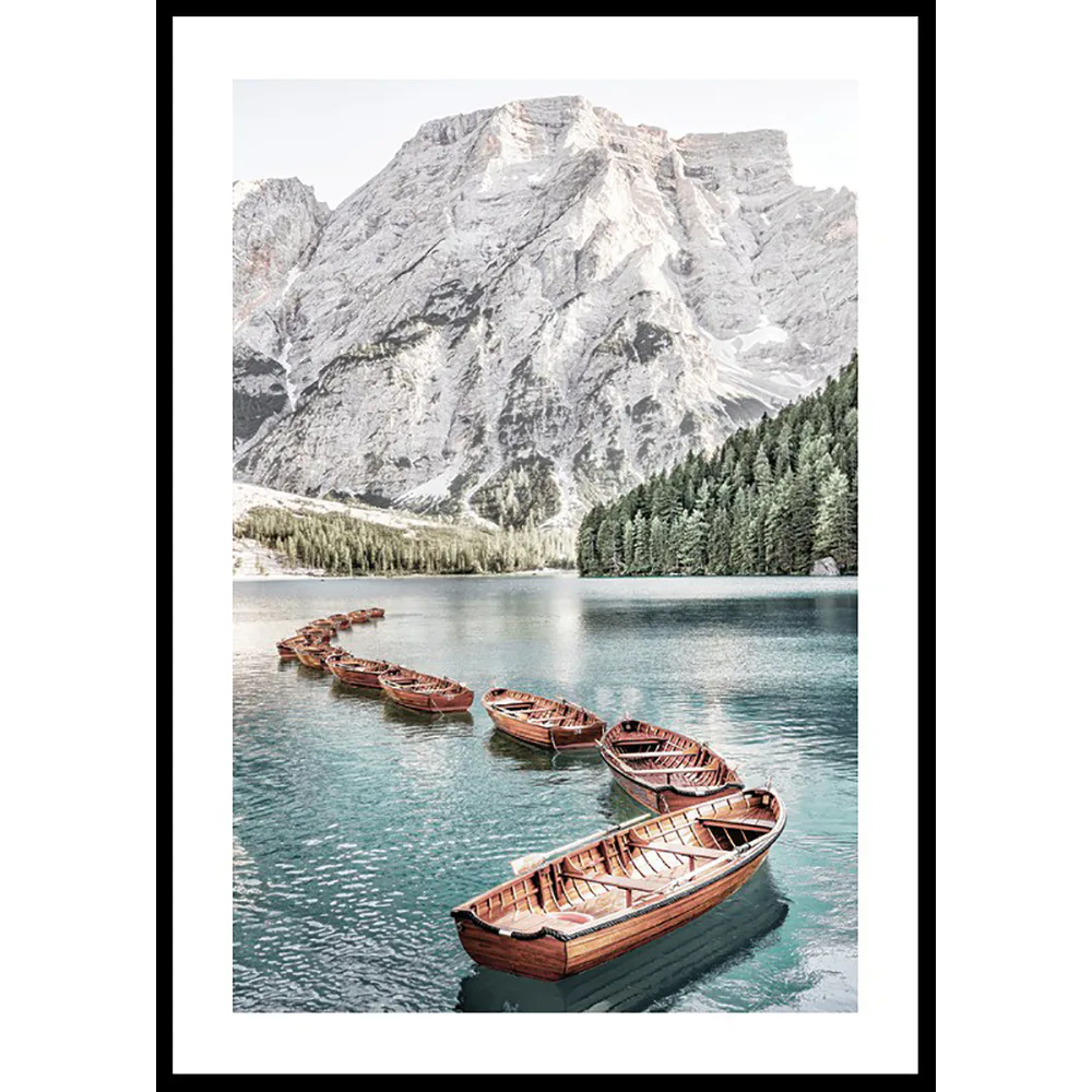 Poster Gallerix Boats At Braies Lake