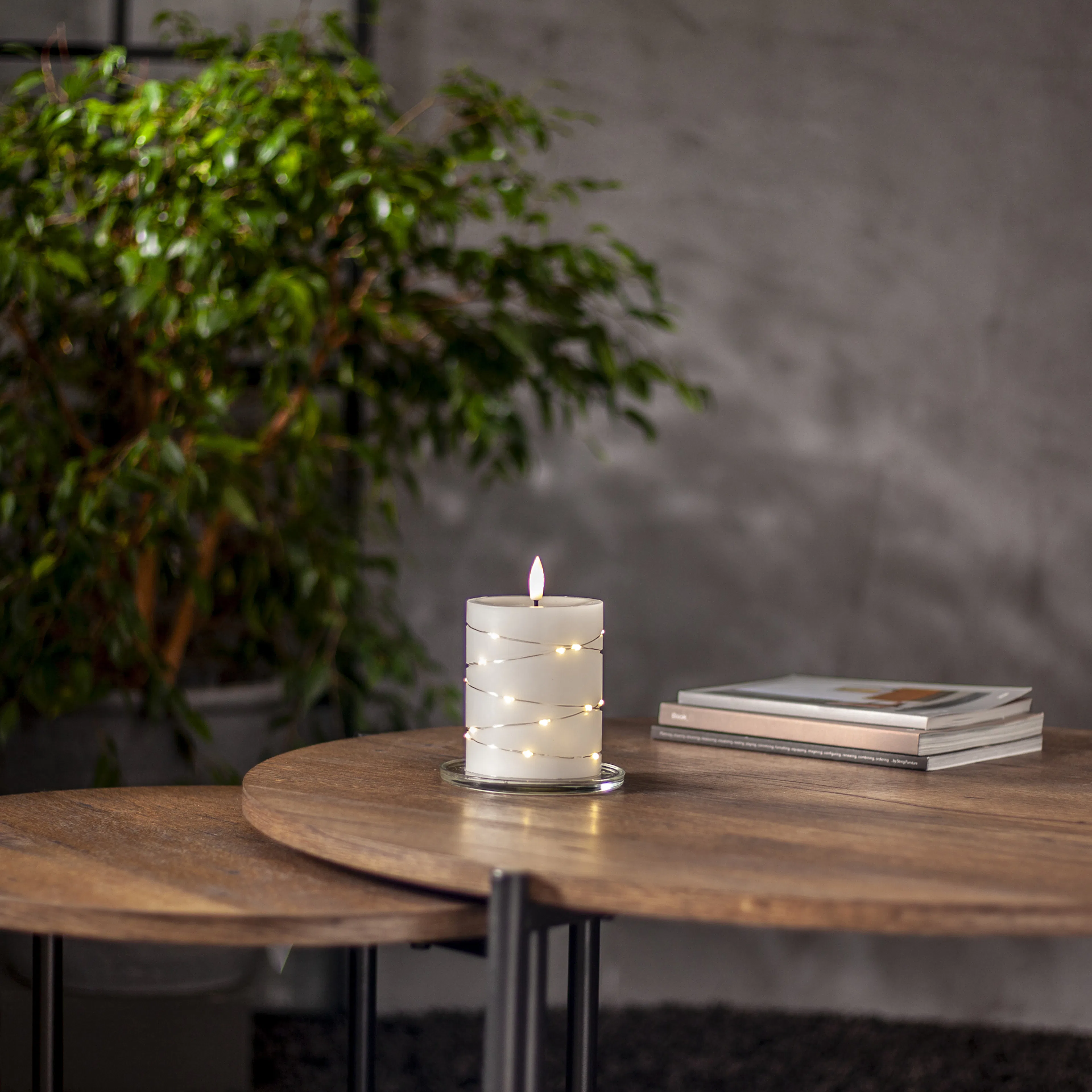 LED Blockljus Flamme Dew Vit 8x12,5 cm Höjd: 125 Mm