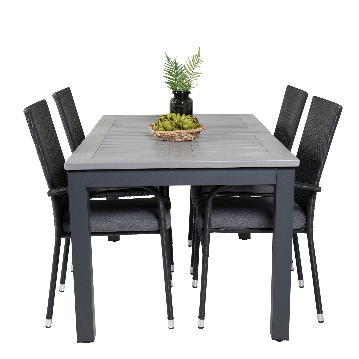 Albany Dining Table 160/240*100 - Svart Alu / Grey Aintwood+ Svart/Grå