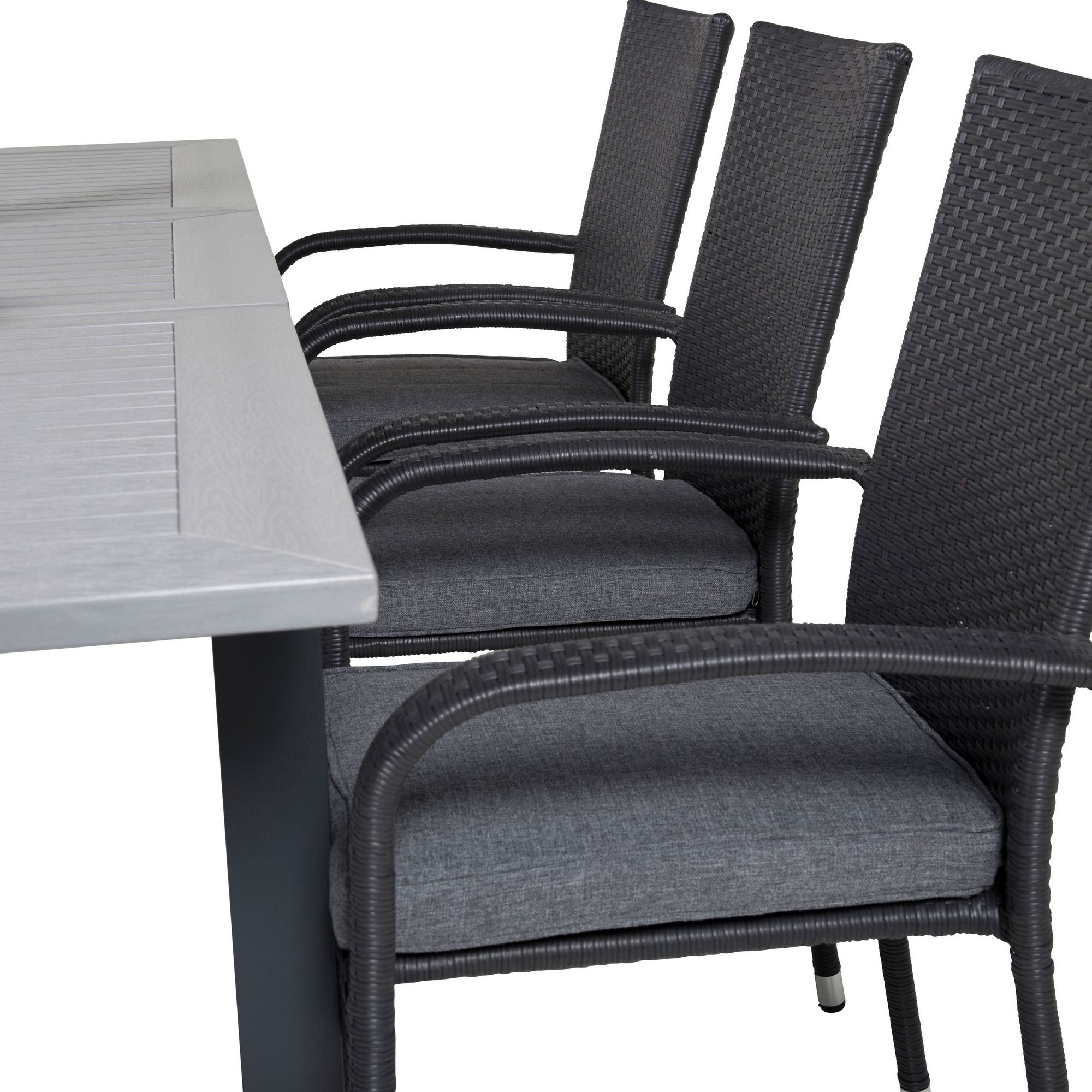 Albany Dining Table 160/240*100 - Svart Alu / Grey Aintwood+ Svart/Grå