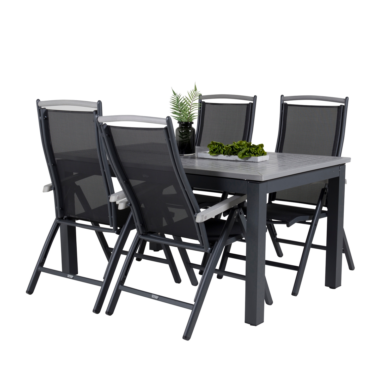 Albany Dining Table 160/240*100 - Svart Alu / Grey Aintwood+ Svart/Grå